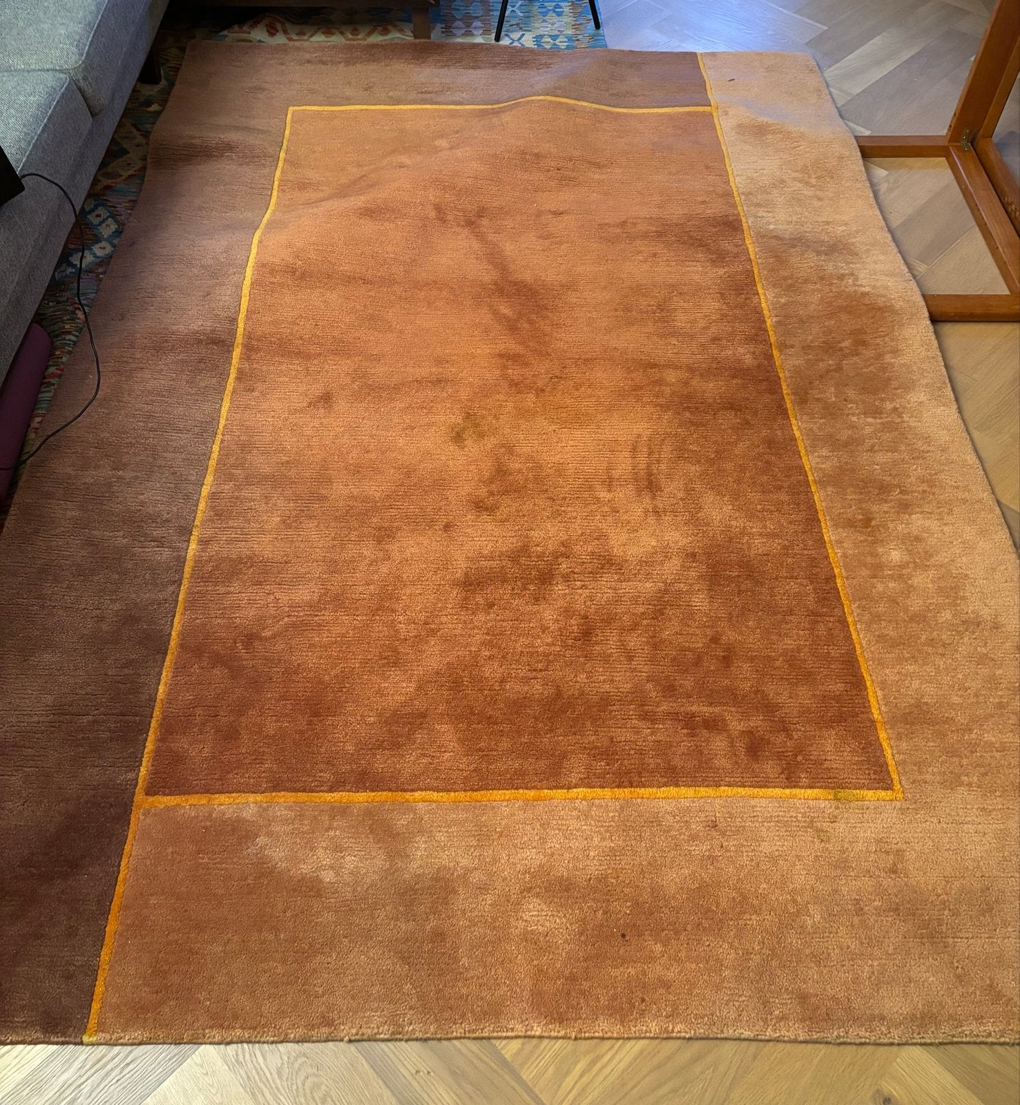 Authentiek 100% wollen Nepalees tapijt - vloerkleed, Ophalen, Gebruikt, Bruin, 150 tot 200 cm