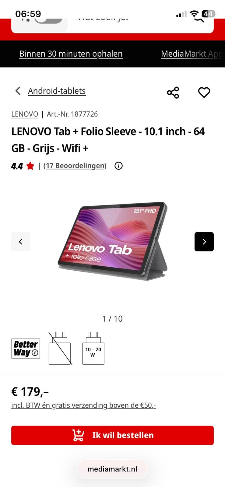 LENOVO Tab + Folio Sleeve - 10.1 inch - 64 GB - Grijs -NIEUW, Computers en Software, LENOVO Tab + Folio Sleeve - 10.1 inch - 64 GB - Grijs