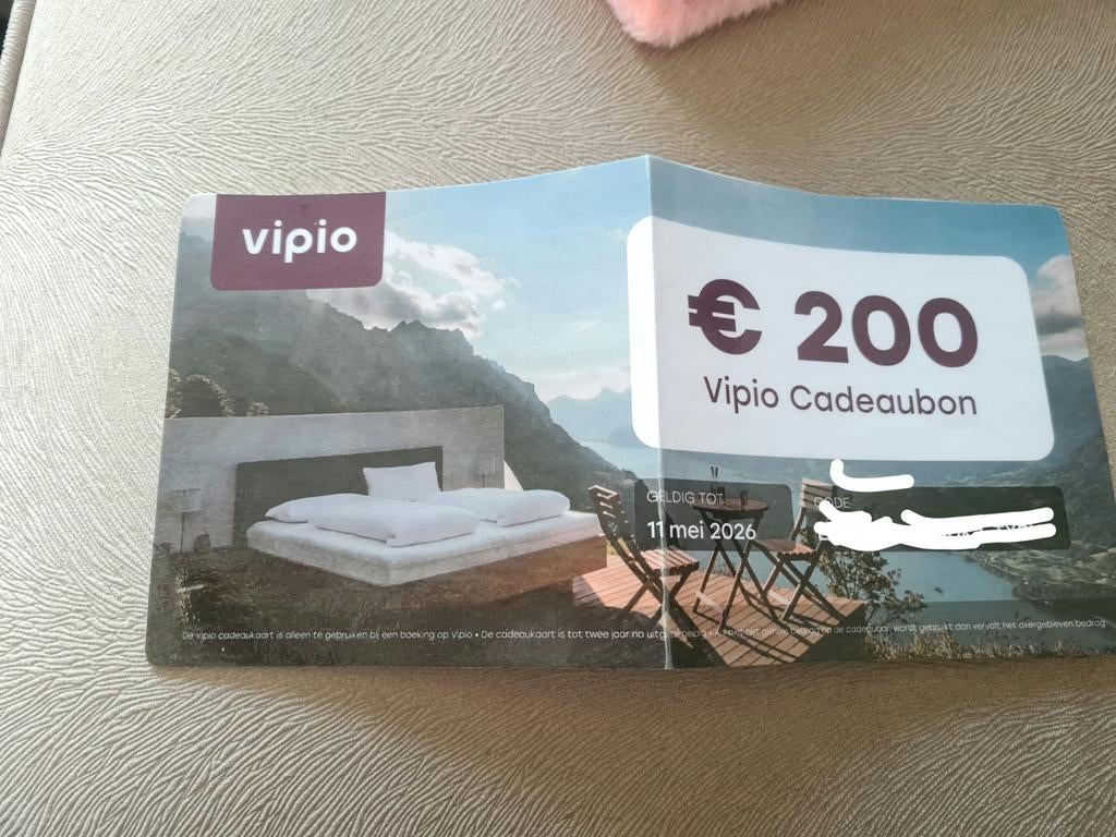 Vipio cadeau bon. Bijzondere overnachting.  Voucher, Ophalen of Verzenden