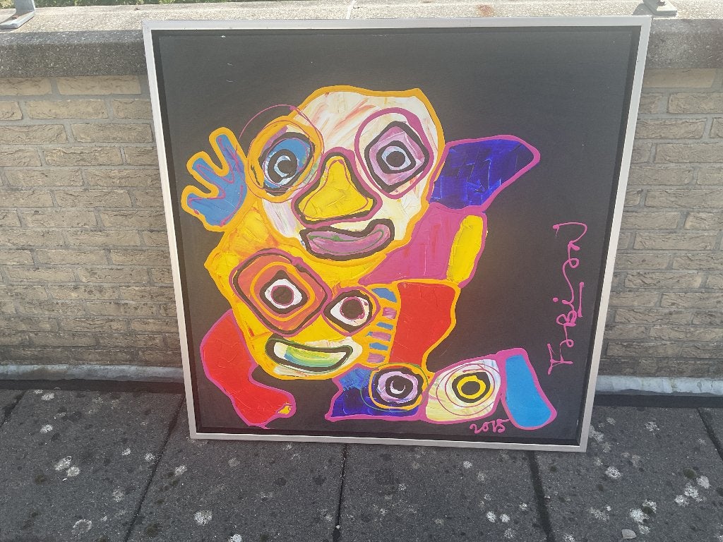 Fabian schilderij, Antiek en Kunst, Ophalen of Verzenden, Ingelijst, Acrylverf, Abstract