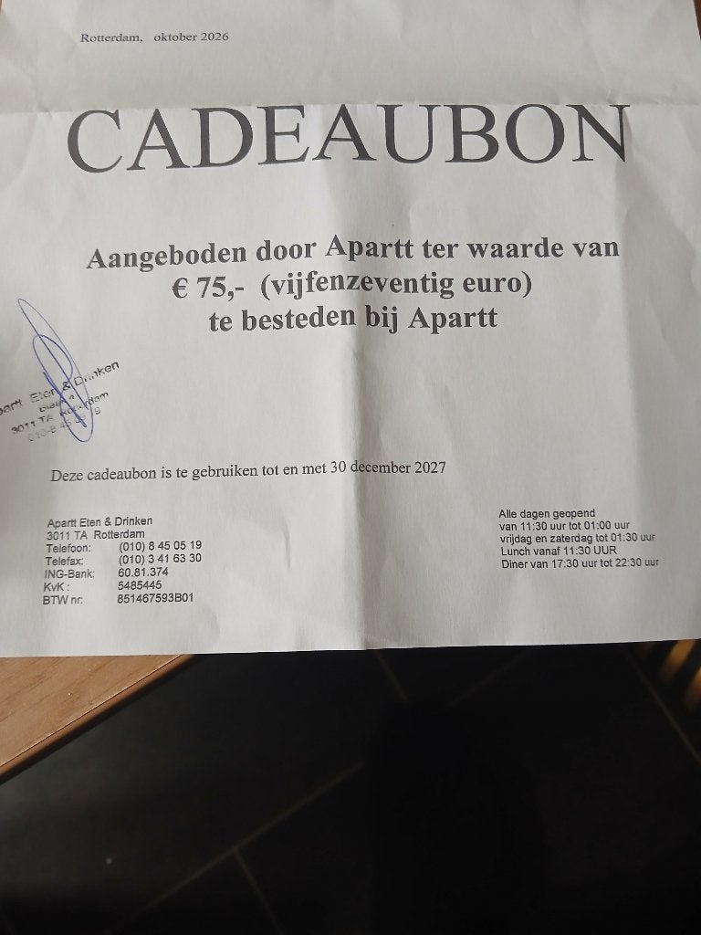 Cadeaubon, Tickets en Kaartjes, Drie personen of meer, Cadeaubon