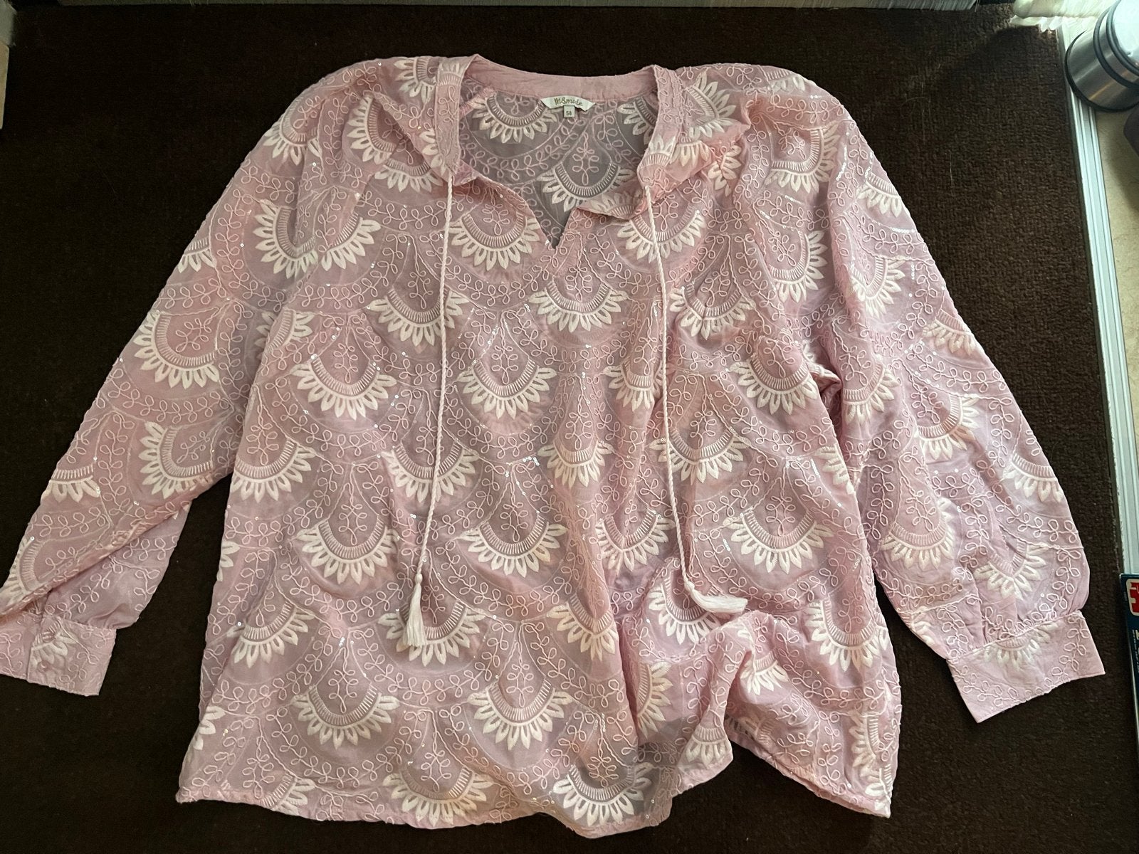 M&S Mode Roze Blouse met Broderie - Maat 54, Ophalen of Verzenden, Gedragen, Maat 46/48 (XL) of groter, Roze