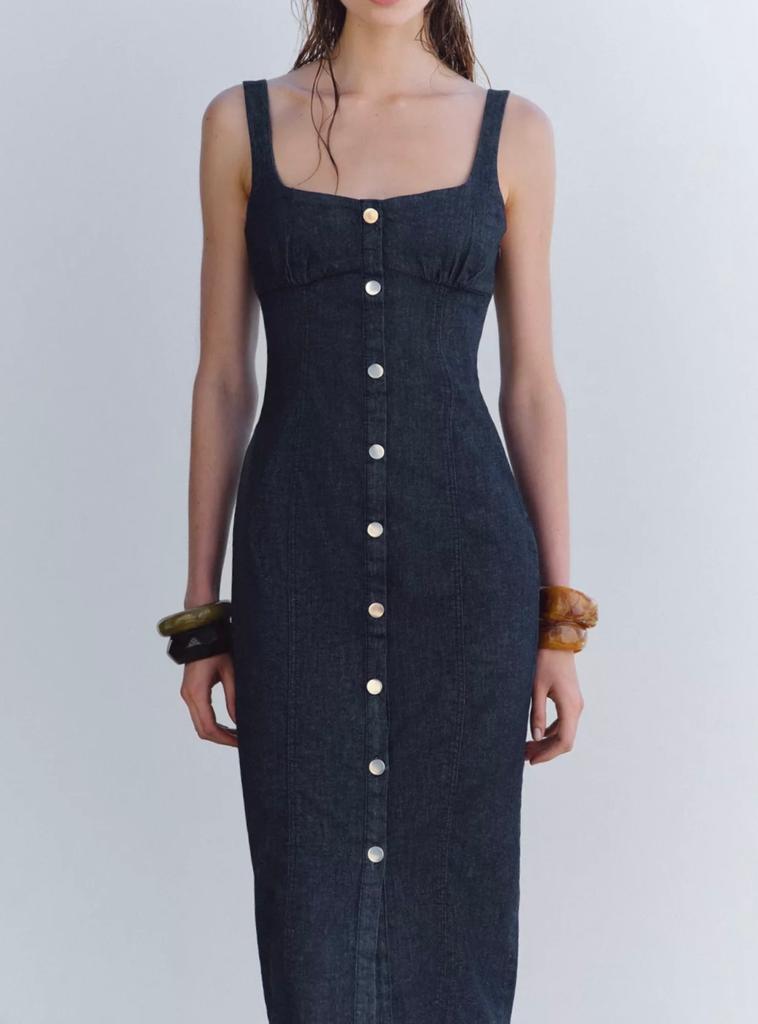 Zara Denim Jurk met Knopen - Maat S, Kleding | Dames, Blauw, Nieuw, Ophalen of Verzenden, Maat 36 (S)