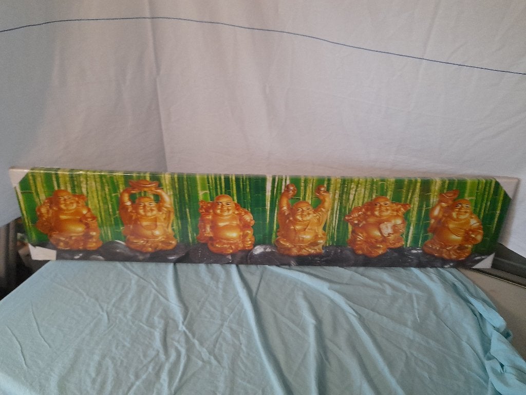 nieuw in verpakking lang schilderij met div boeddha's erop, Ophalen of Verzenden, Nieuw, Schilderij