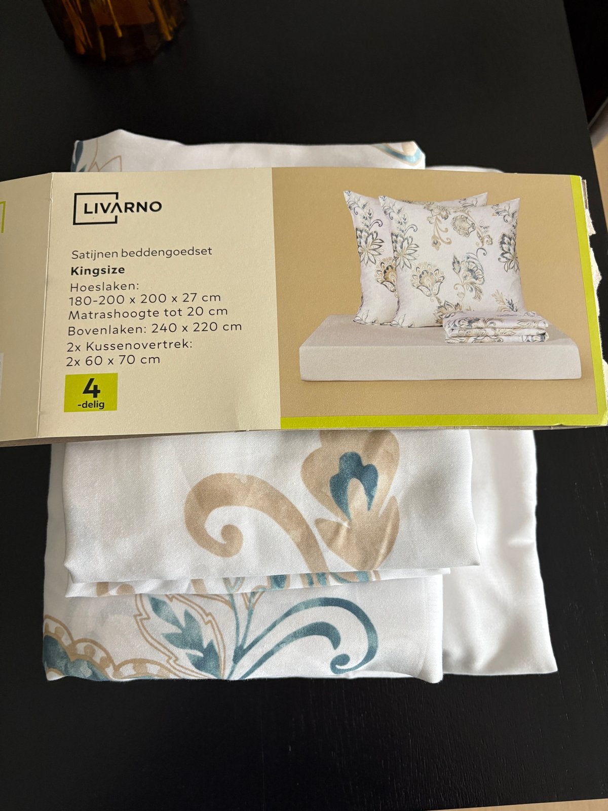 LIVARNO Kingsize Satijnen Beddengoedset 4-delig, Ophalen, Wit, Dekbedovertrek, Nieuw