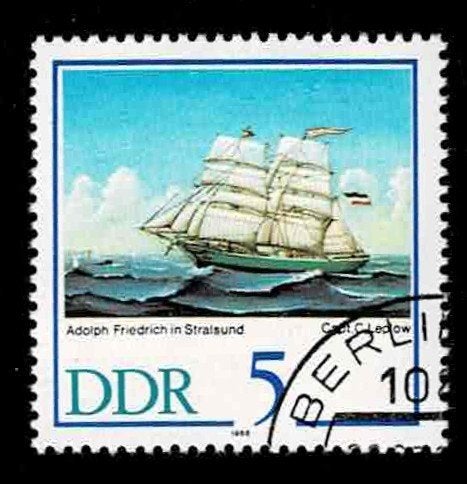 postzegel 2804 DDR zeilschip Adolph Friedrich, Ophalen of Verzenden, DDR, Gestempeld