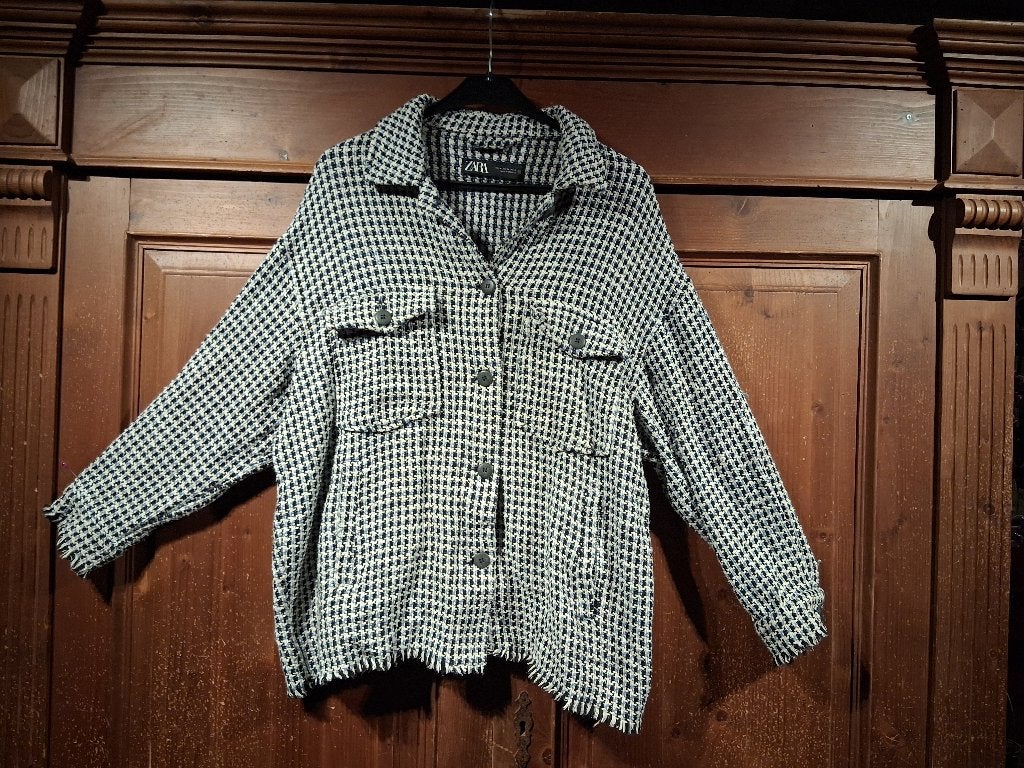 Winter blouse wit-zwart-blauw M Zara, Maat 38/40 (M), Overige kleuren, Zara, Ophalen of Verzenden