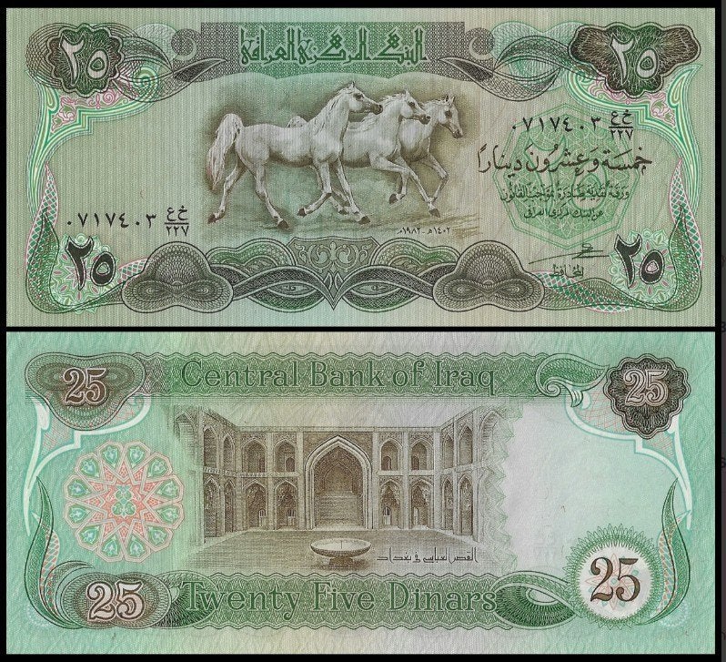Irak 1981 t/m 2018, 5 biljetten van 25 t/m 1000 Dinar (UNC), Verzenden, Zuidoost-Azië, Setje