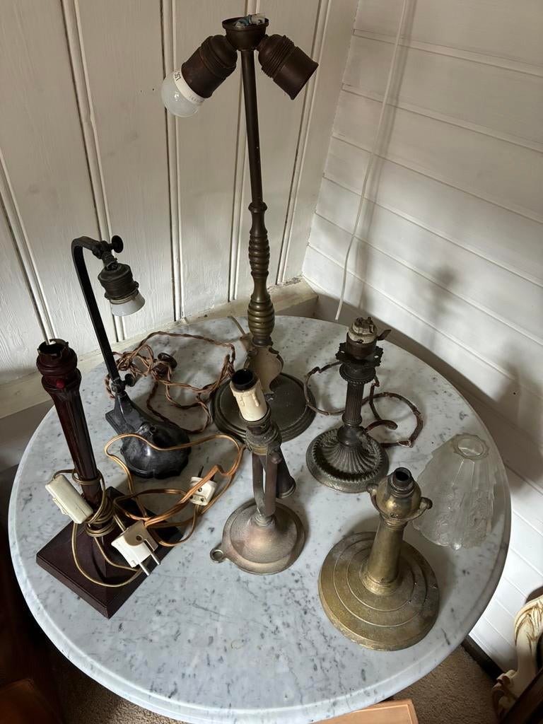 Diverse brocante antieke lamp voeten., Ophalen of Verzenden, Zo goed als nieuw