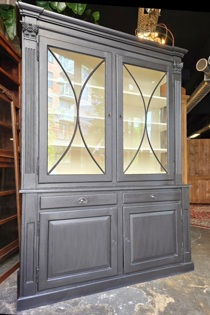 Chique vitrinekast | buffetkast zwart in landhuisstijl, Omvindbaar, Met deur(en), 200 cm of meer, Grenenhout