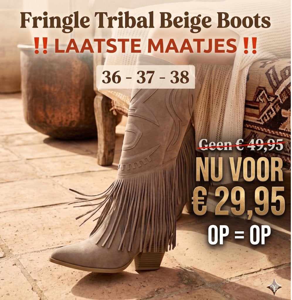 Festival Fringle Tribal Beige boots Maat 38, Hoge laarzen, Beige, Nieuw, Ophalen of Verzenden