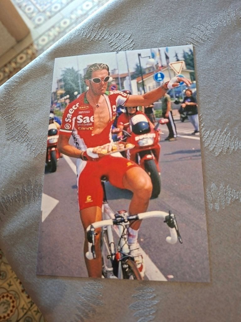 Foto (Repro) Mario Cipollini / Saeco, Verzamelen, Ophalen of Verzenden, Zo goed als nieuw, Overige sporten, Poster, Plaatje of Sticker