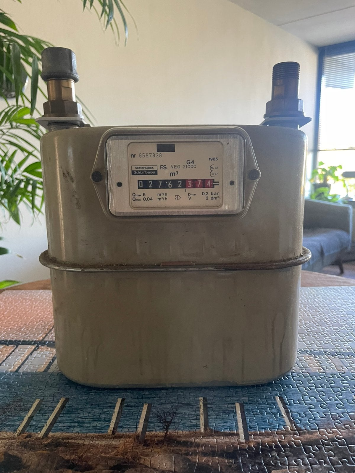 Schlumberger G4 gasmeter uit 1985, Doe-het-zelf en Verbouw, Ophalen of Verzenden, Gebruikt