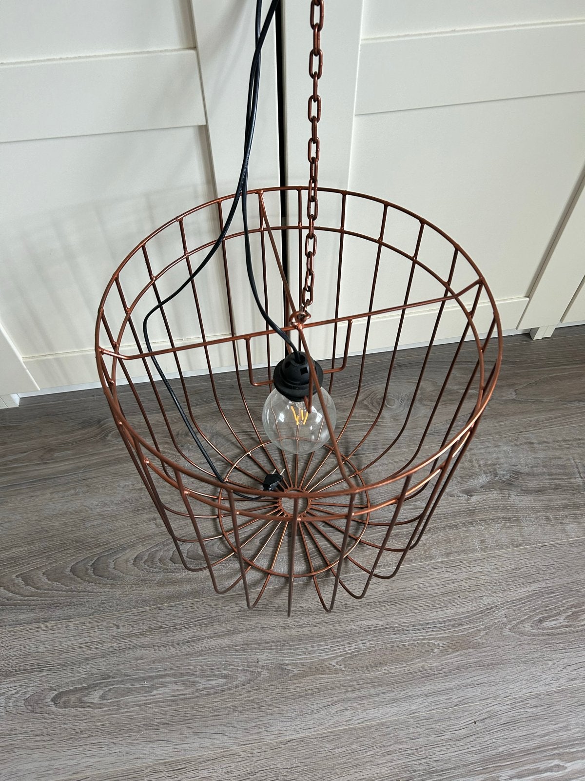 Leuke koperkleurige hanglamp met draadmand design, Ophalen, Nieuw, Metaal, E27 (groot)