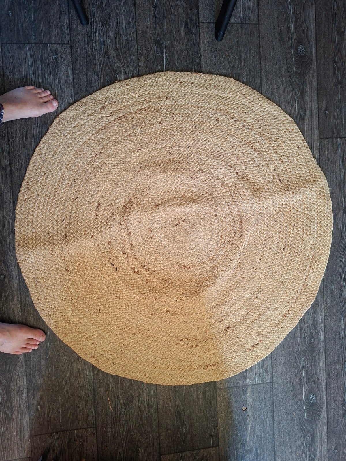 Rond Juten Vloerkleed - Natuurlijke Stijl 100 cm doorsnede, Ophalen, Zo goed als nieuw, Rond