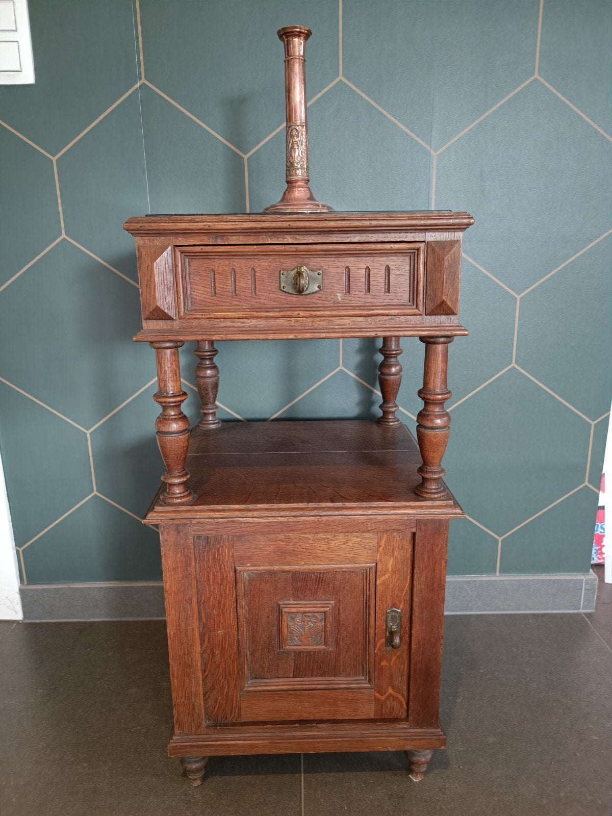 Nachtkastje, sidetable, haltafel, Art Deco met marmeren blad, Ophalen, Minder dan 45 cm, 70 cm of meer