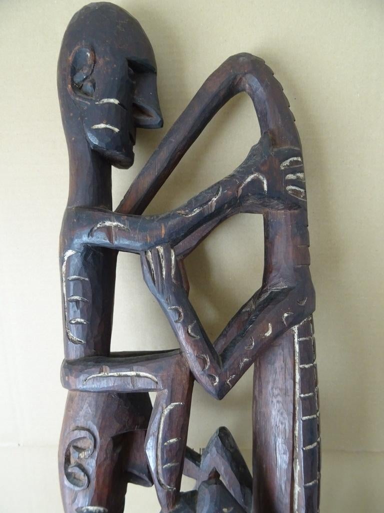 Houtsnijwerk beeld Asmat Papoea Nieuw Guinea 130cm bisjpaal, Antiek en Kunst, Ophalen of Verzenden