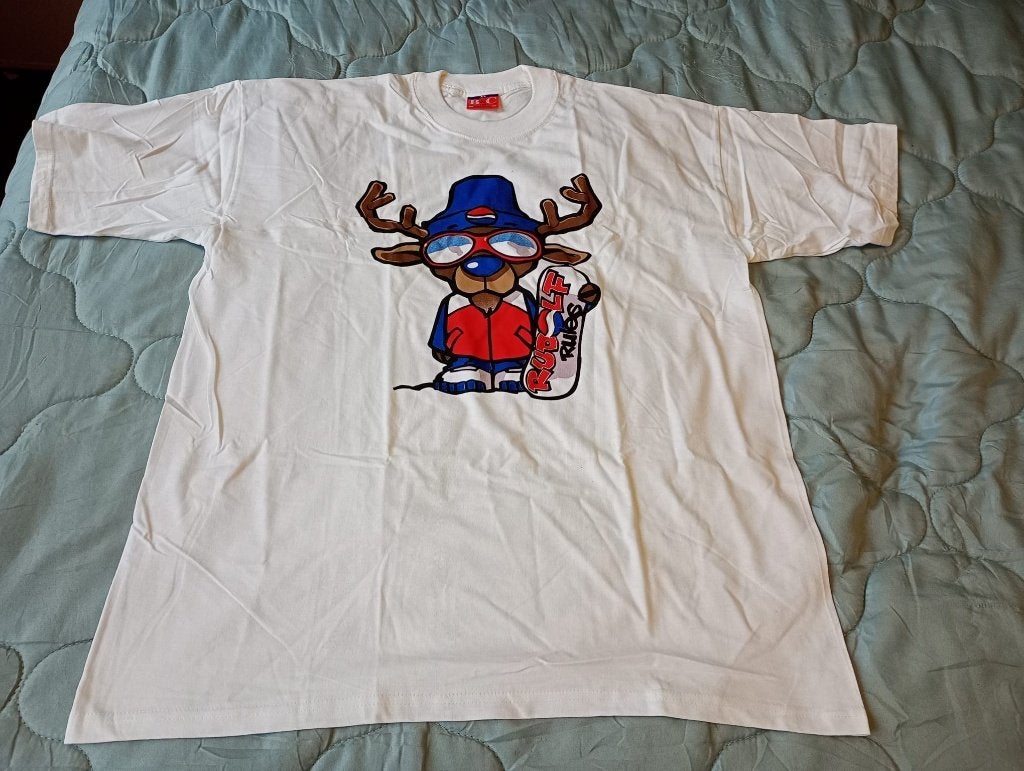 Rudolf Rules T‑shirt maat XL grappige print Nieuwstaat, Ophalen of Verzenden, Nieuw, Maat 56/58 (XL), Wit