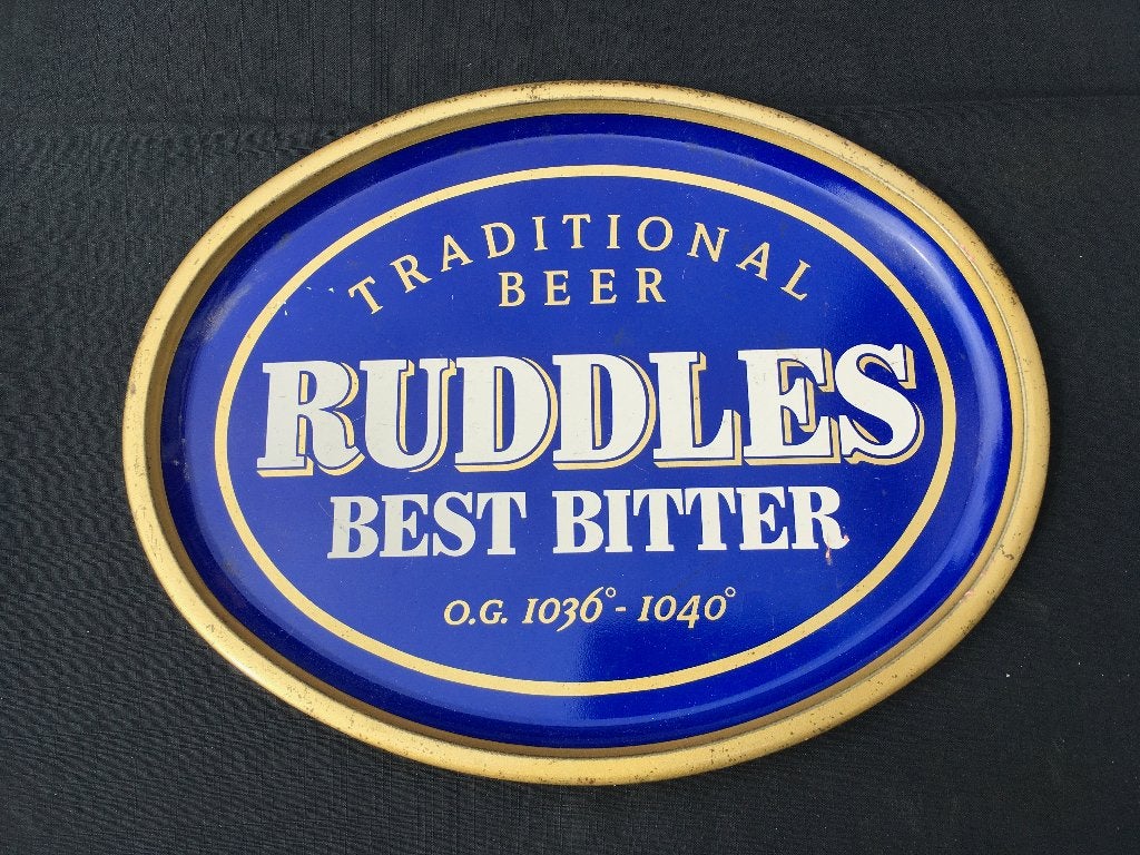 Vintage Ruddles Best Bitter Reclame dienblad, Ophalen of Verzenden, Gebruikt, Reclamebord, Plaat of Schild, Overige merken