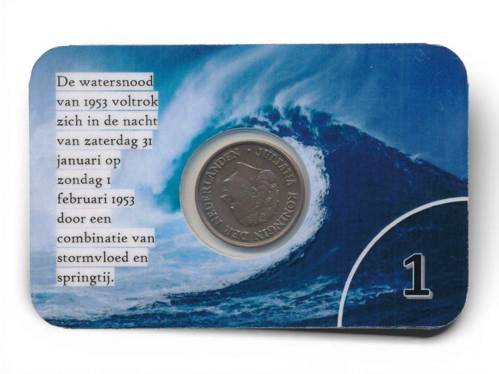 Nederland 5 cent 1953 in Watersnoodramp-coincard 1, Postzegels en Munten, Ophalen of Verzenden, Koningin Wilhelmina, 5 cent, Losse munt