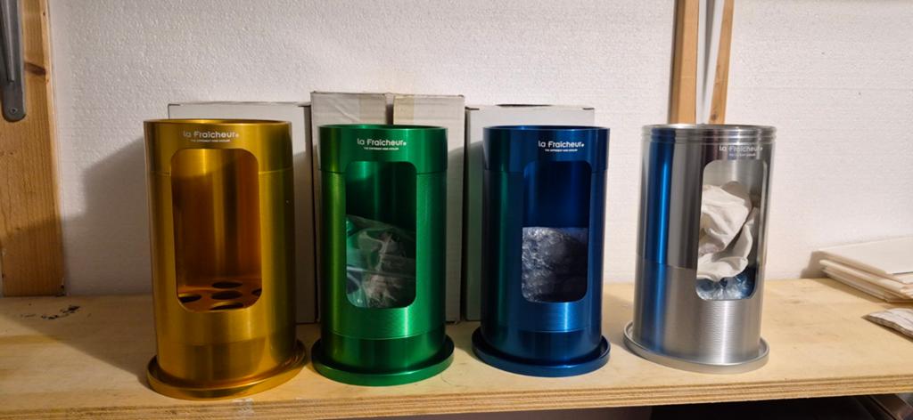 4x La Fraicheur koelers in moderne kleuren, Huis en Inrichting, Keuken | Keukenbenodigdheden, Zo goed als nieuw, Flessenkoeler