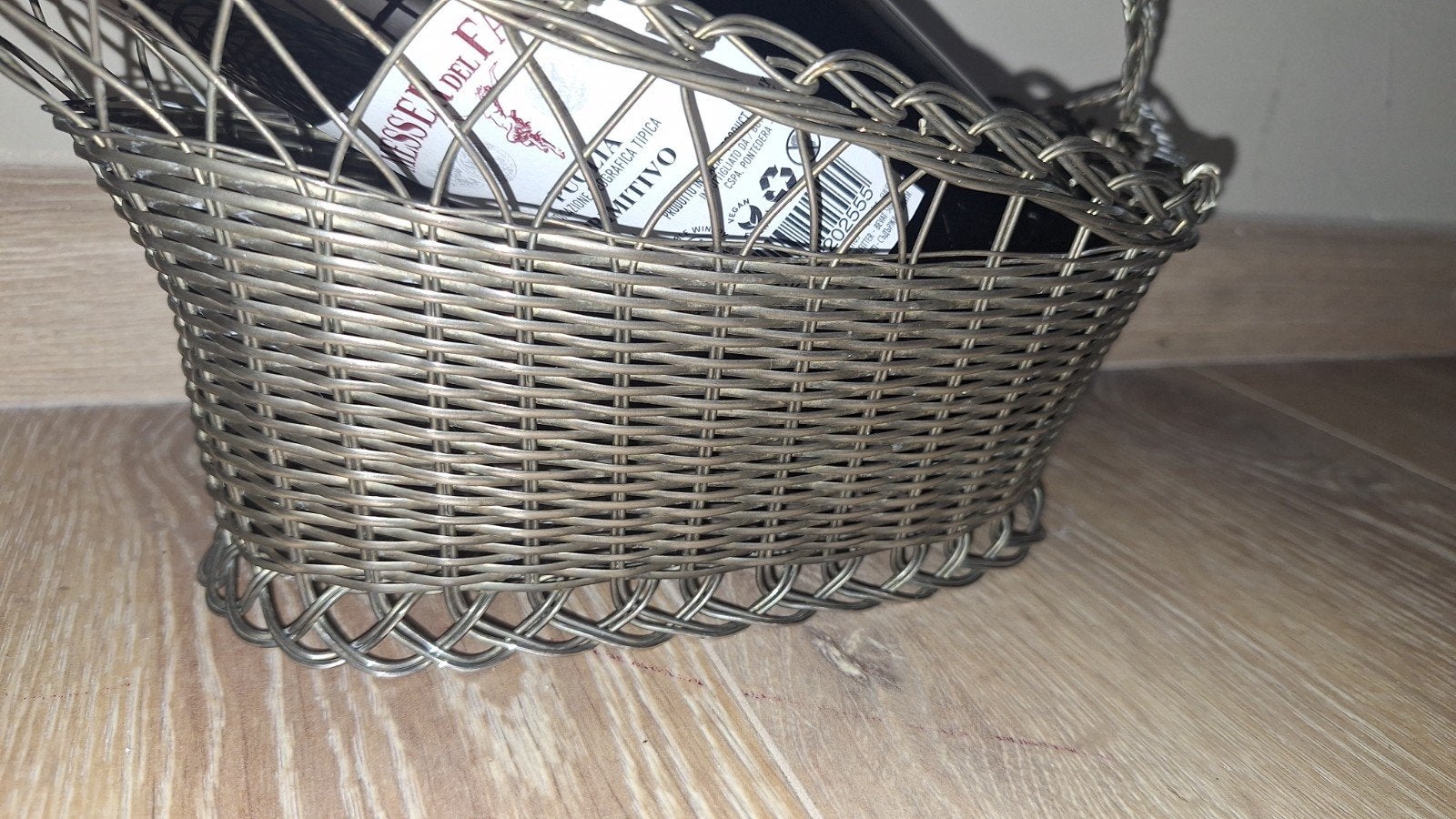 Verzilverde brocante mand wijnmand fles, Ophalen