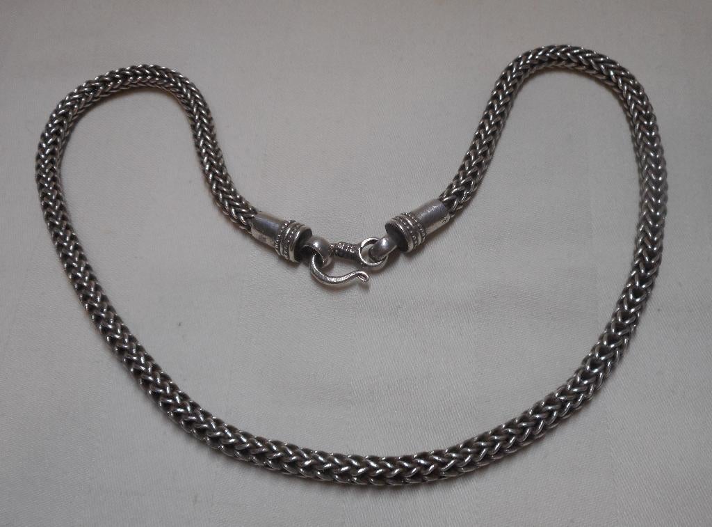Zilveren zware vossenstaart ketting haak sluiting nr.1374, Verzenden, Zo goed als nieuw, Zilver, Zilver