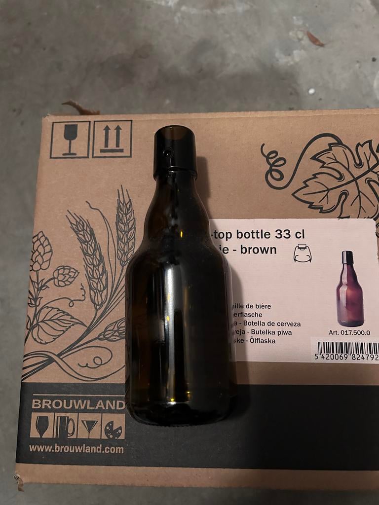 Brouwland beugelflessen 33cl bruin met beugels en dichting, Ophalen, Nieuw