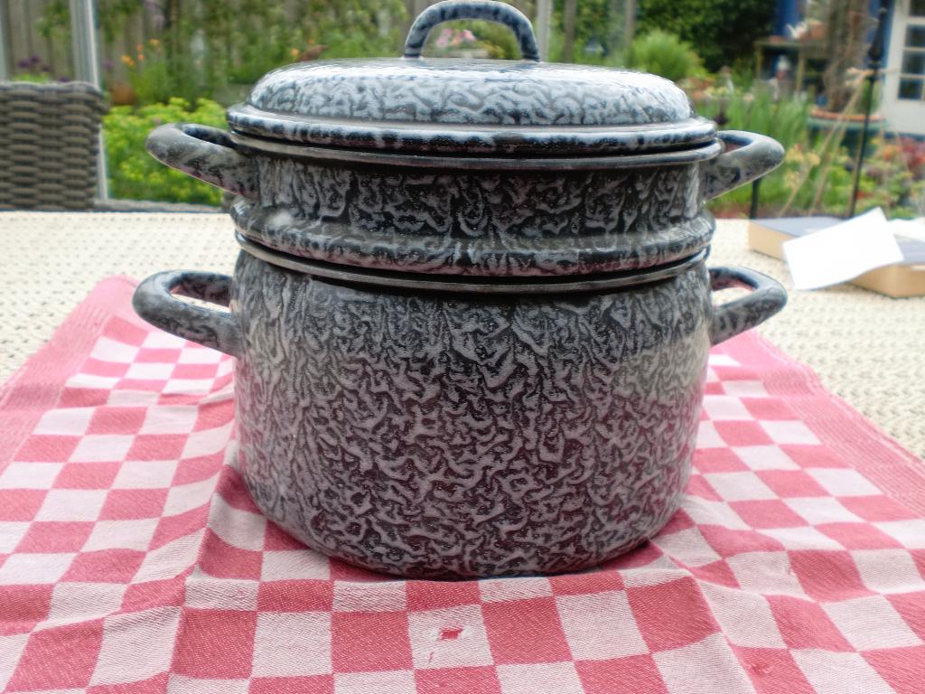 rijststomer grijs emaille 21 cm, Antiek en Kunst, Antiek | Emaille, Verzenden