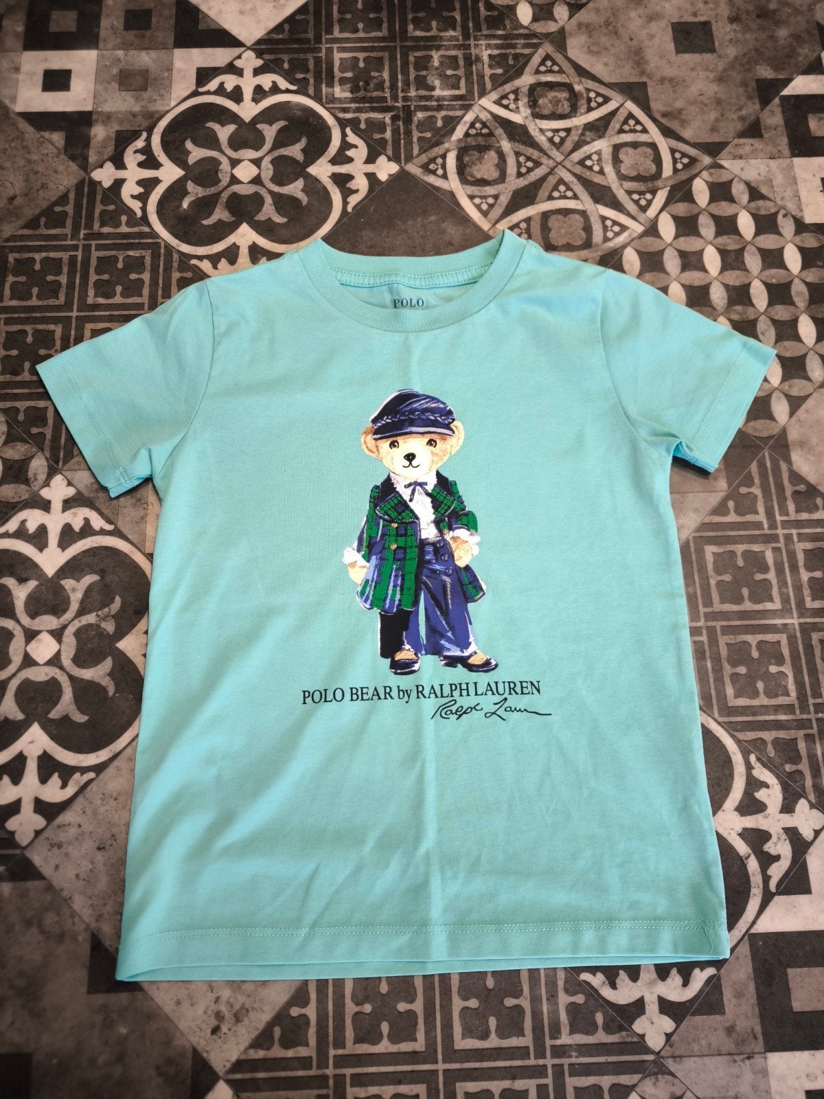 Polo Ralph Lauren T-shirt met Polo Bear print - Maat 116/122, Ophalen of Verzenden, Zo goed als nieuw, Polo Ralph Lauren, Jongen of Meisje