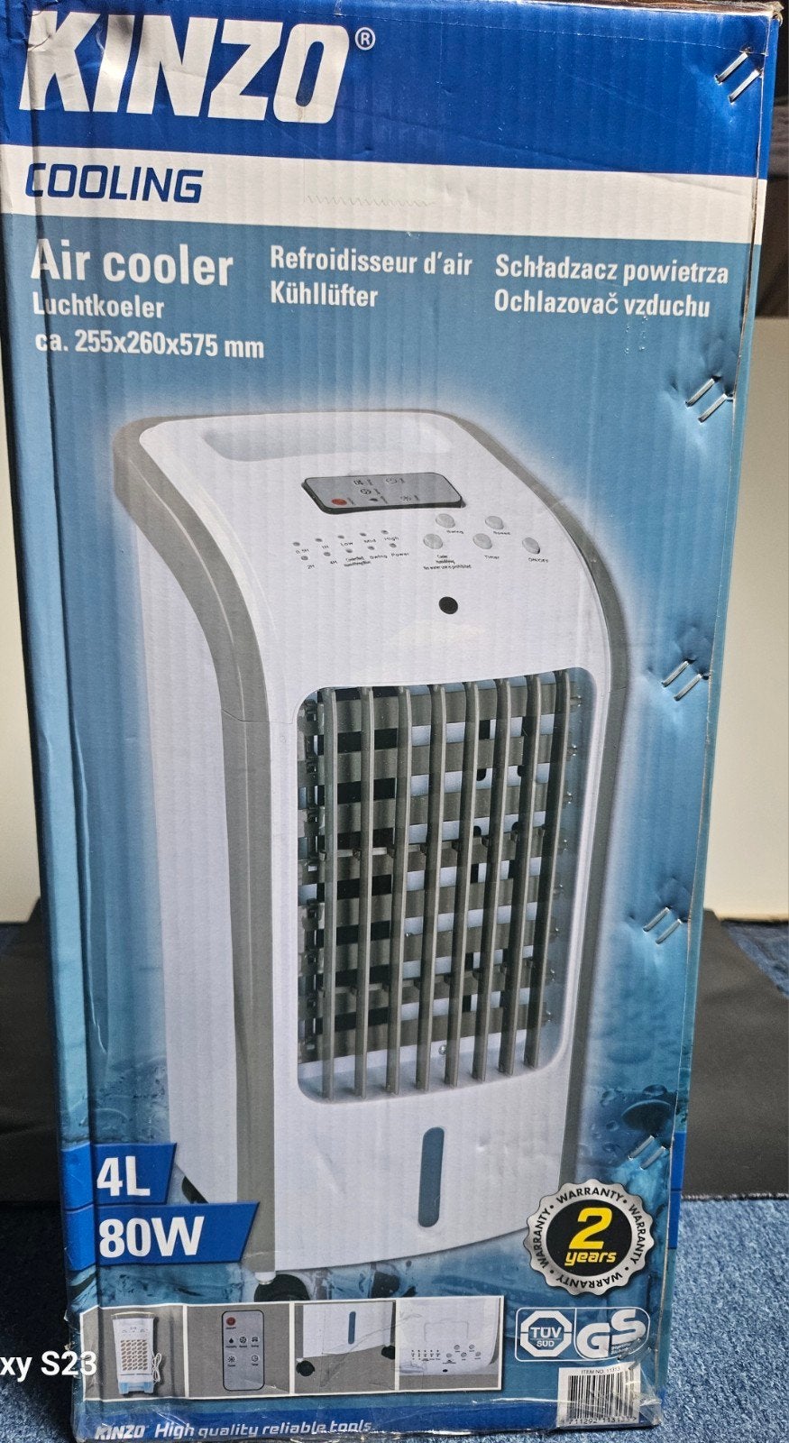 Kinzo Luchtkoeler Air Cooler 4L 80W met Afstandsbediening, Ophalen, Timer, Minder dan 60 m³, 3 snelheden of meer