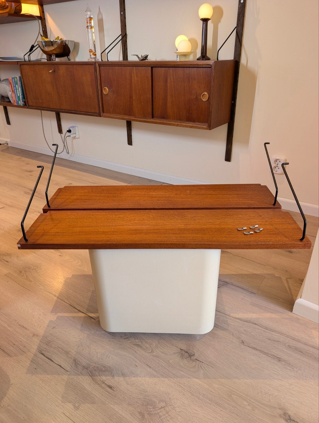 Vintage Scandinavisch teak wandkast legplanken Poul Cadovius, Ophalen, Gebruikt