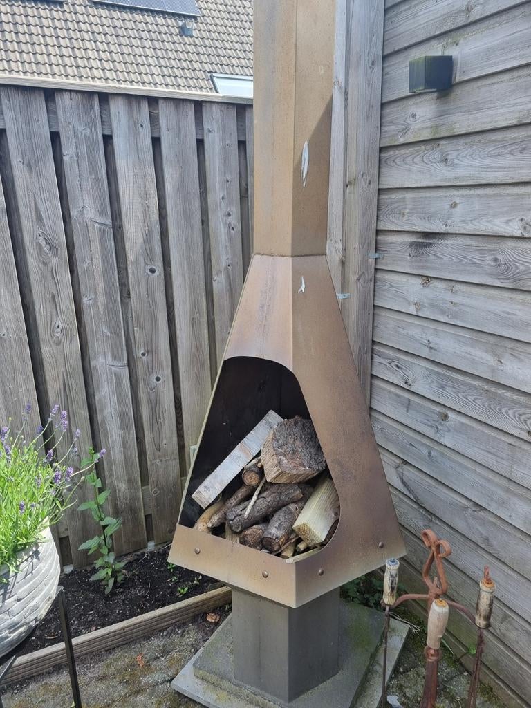 Robuuste Cortenstaal Tuinhaard - Buitenhaard, Tuin en Terras, Ophalen of Verzenden, Gebruikt