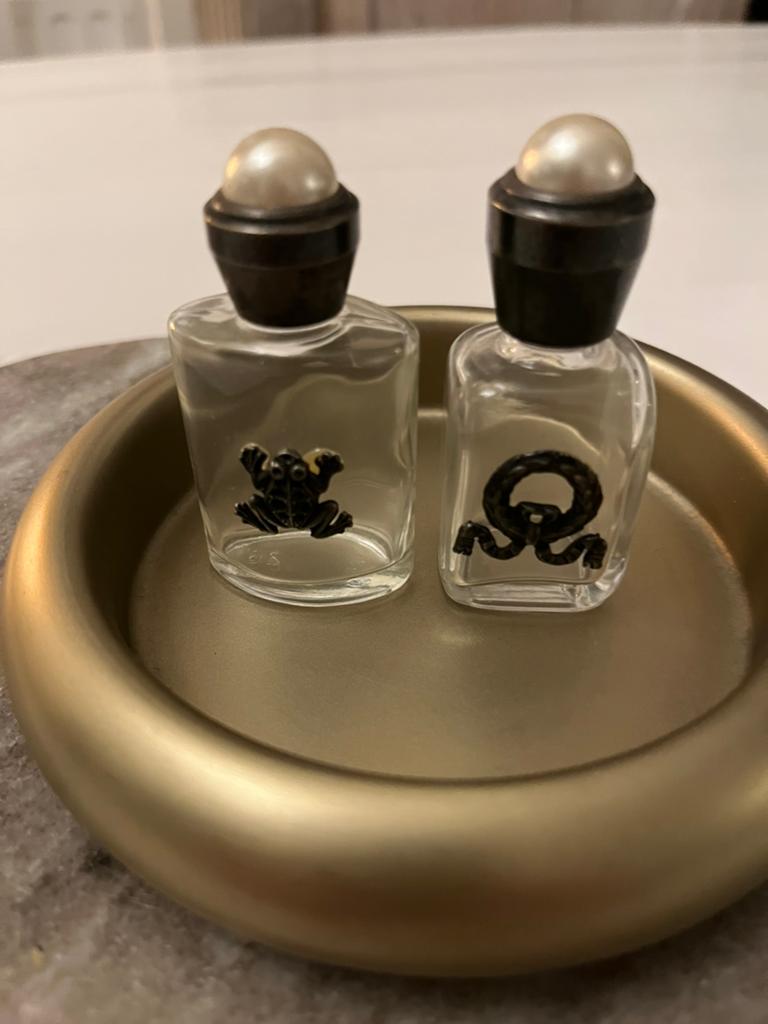 Prachtige vintage parfumflesjes set van 2, Antiek en Kunst, Antiek | Glas en Kristal, Ophalen of Verzenden
