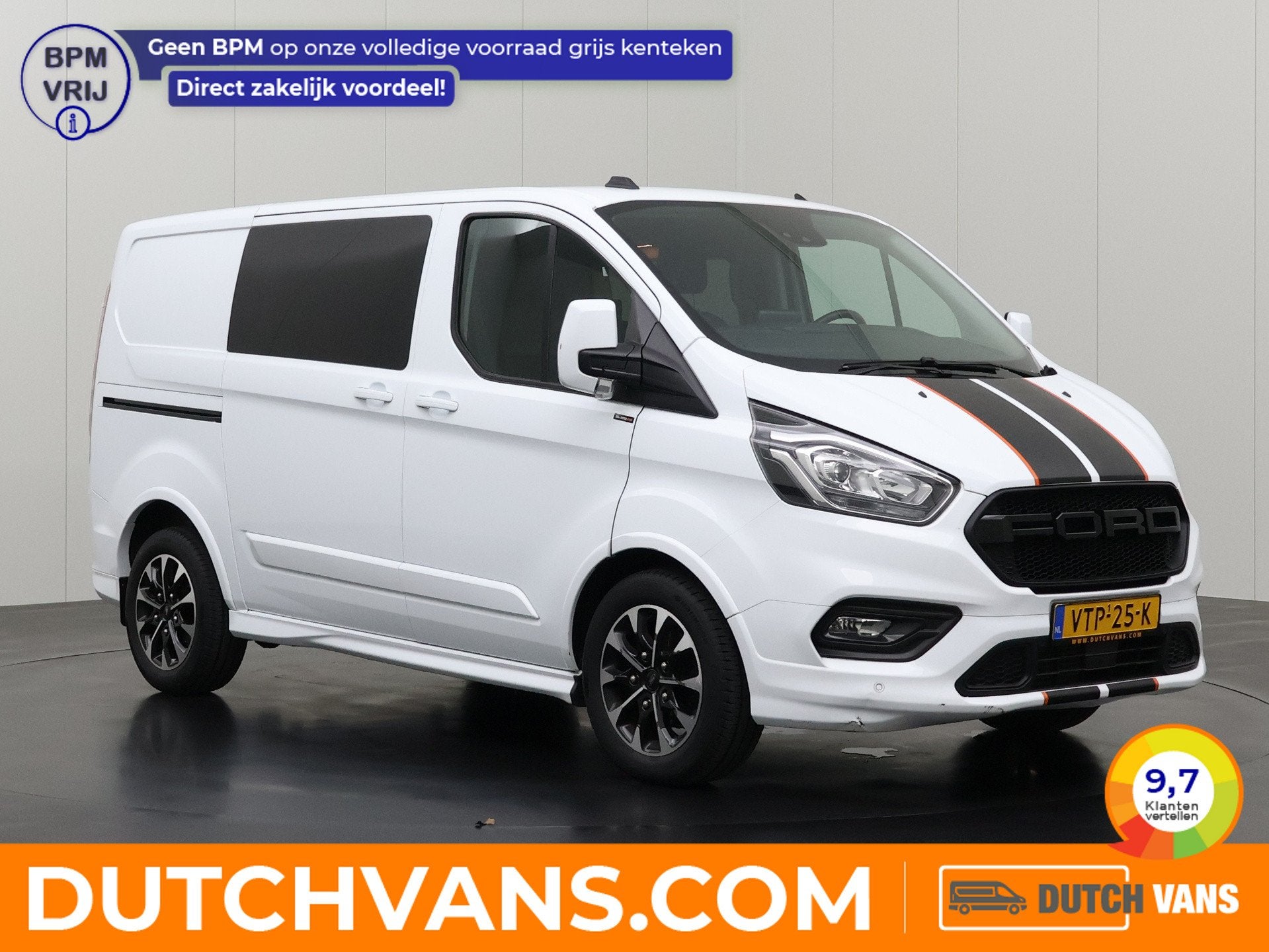 Ford Transit Custom 2.0TDCI 170PK Sport Automaat Dubbele Cab, Auto's, 15 km/l, Euro 6, 4 cilinders, Wit