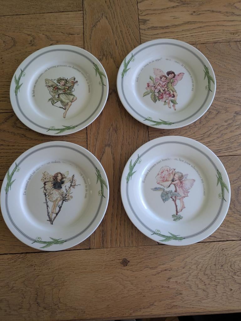 Flower Fairies vier ontbijtbordjes voor DE, Ophalen of Verzenden, Porselein, Overige stijlen, Bord(en)