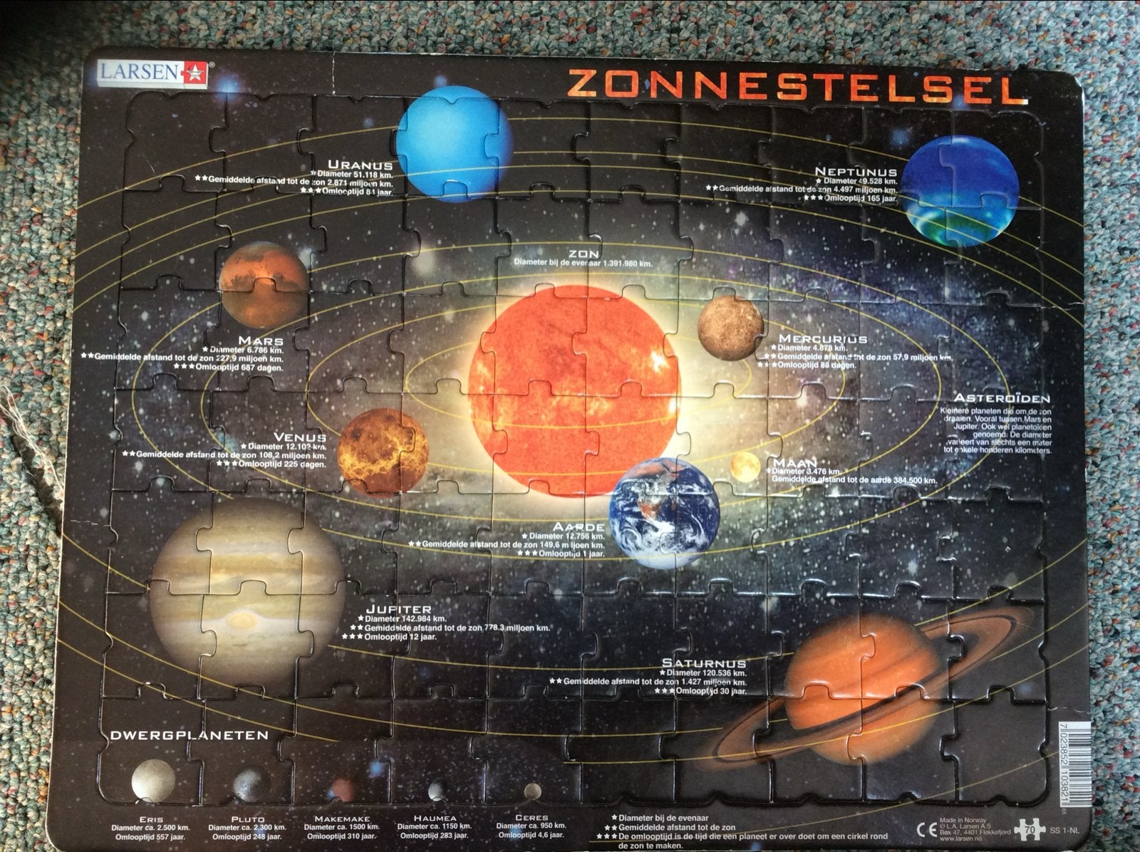 Larsen Zonnestelsel Puzzel - Educatief en Leuk!, Ophalen of Verzenden, Meer dan 50 stukjes, Gebruikt, 6 jaar of ouder