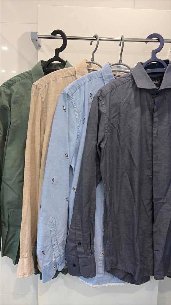 3 heren overhemden beige is verkocht!!!, Kleding | Heren, Overhemden, Verzenden, Zo goed als nieuw, Blauw, Halswijdte 39/40 (M)