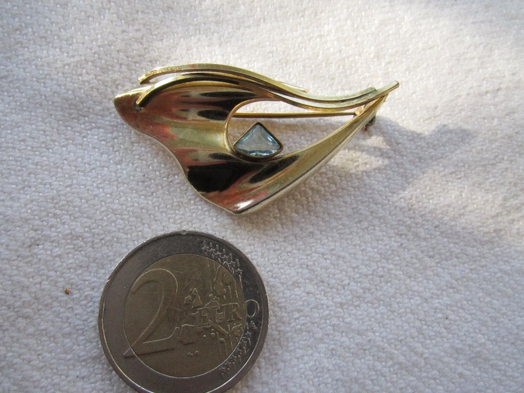 46.  Schitterende oude broche K&L, double aquamarijn, Sieraden, Tassen en Uiterlijk, Antieke sieraden, Ophalen, Overige materialen
