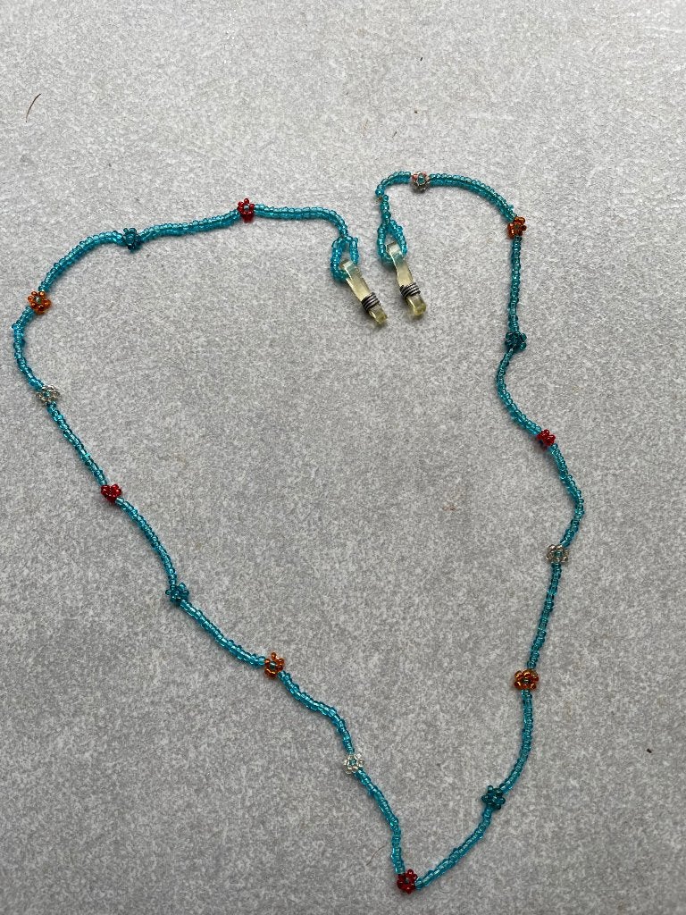 Brillenketting vintage blauwe kraaltjes, Ophalen of Verzenden, Zo goed als nieuw