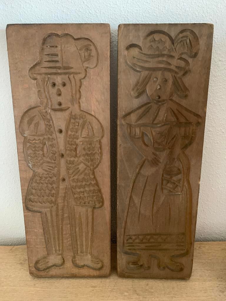 Antieke houten speculaasvormen  - Man en Vrouw, Antiek en Kunst, Ophalen of Verzenden