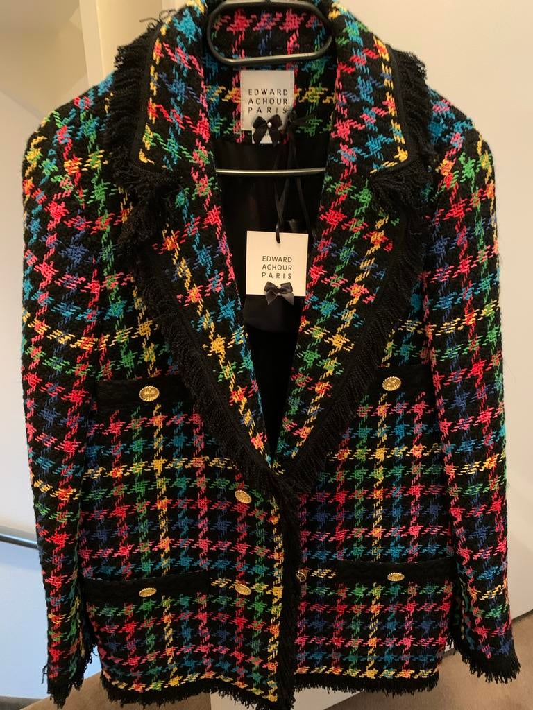 Edward Achour Paris Tweed Jasje - Nieuw met labels, Ophalen of Verzenden, Nieuw, Maat 36 (S), Zwart
