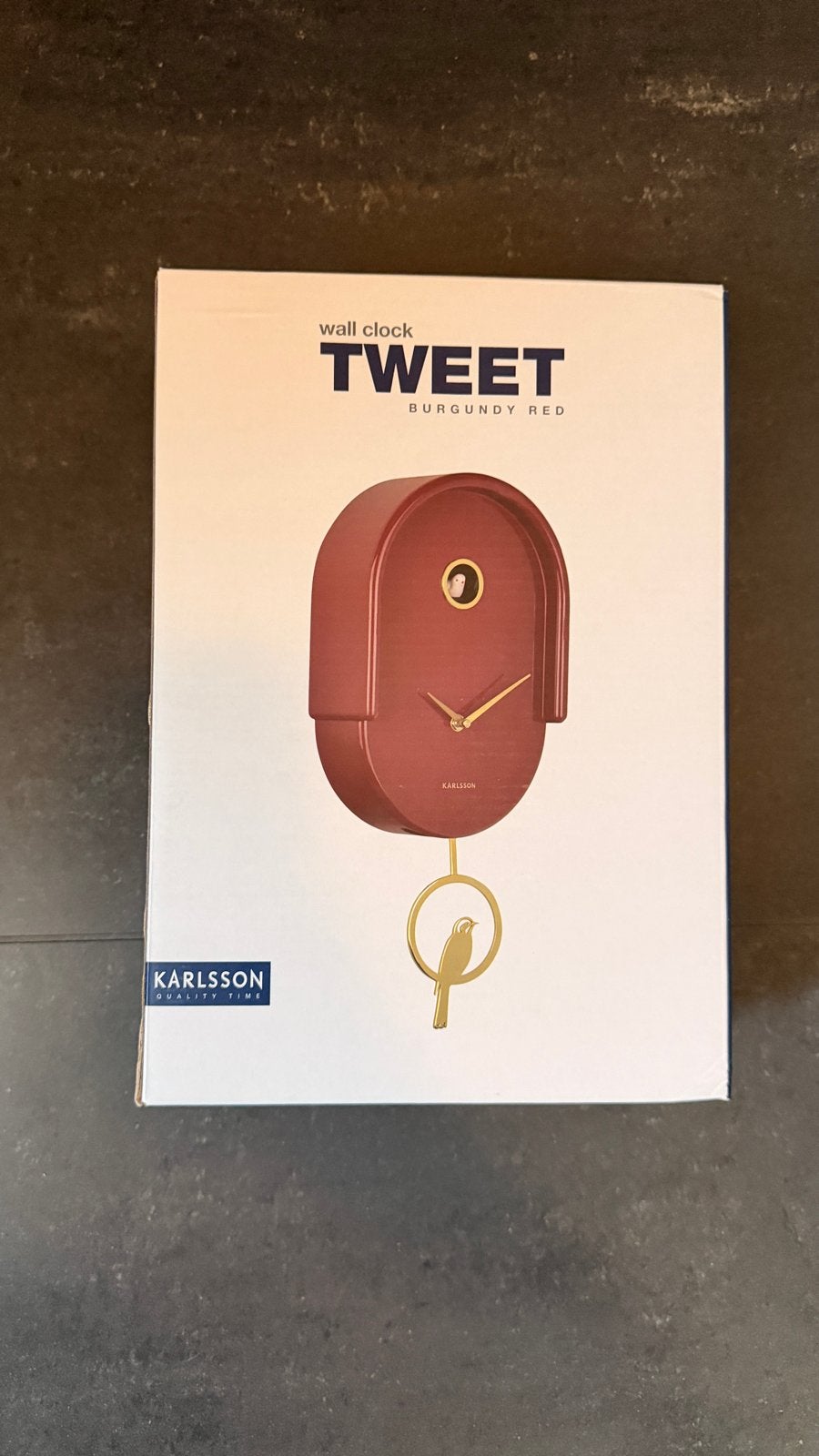 Karlsson Koekoeksklok 'Tweet' Bordeaux Rood - Nieuw in Doos, Verzenden, Met slagwerk, Modern, Karlsson