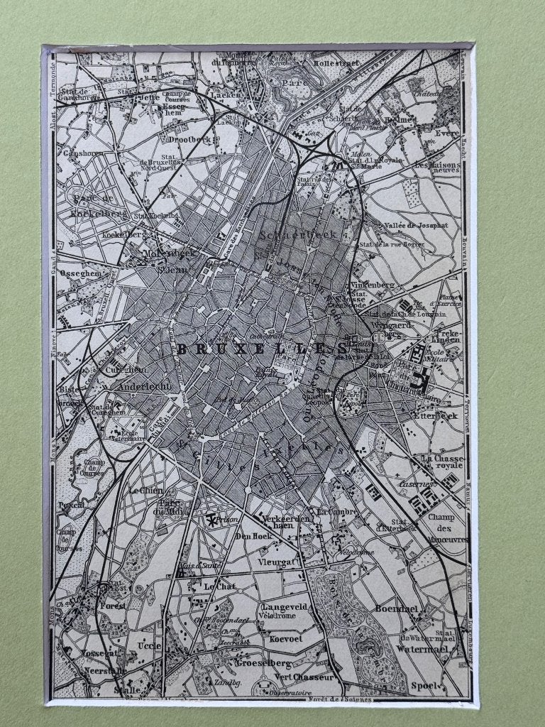 1896 Brussel in Belgie O U D in P0785-02, Antiek en Kunst, Ophalen of Verzenden, Gravure, 1800 - 1899