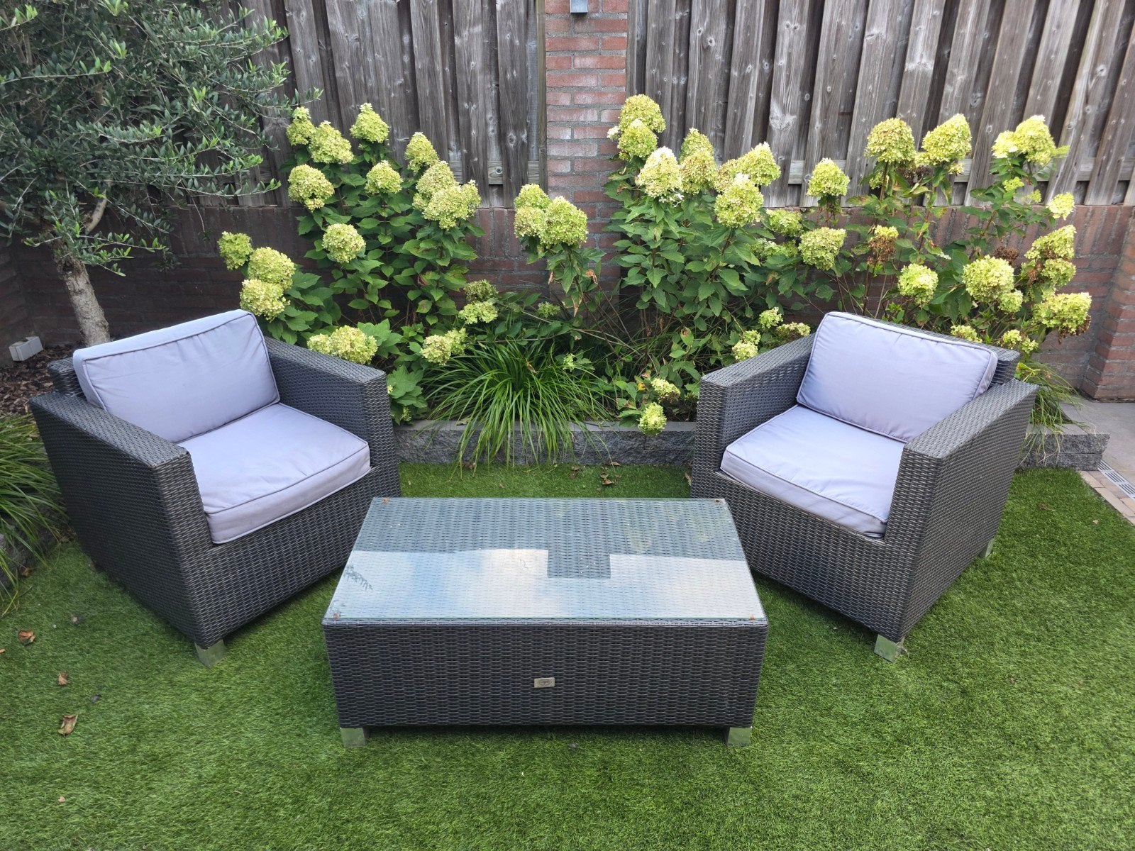 Loungeset, Tuin en Terras, Gebruikt, Bijzettafel, Loungeset, Wicker
