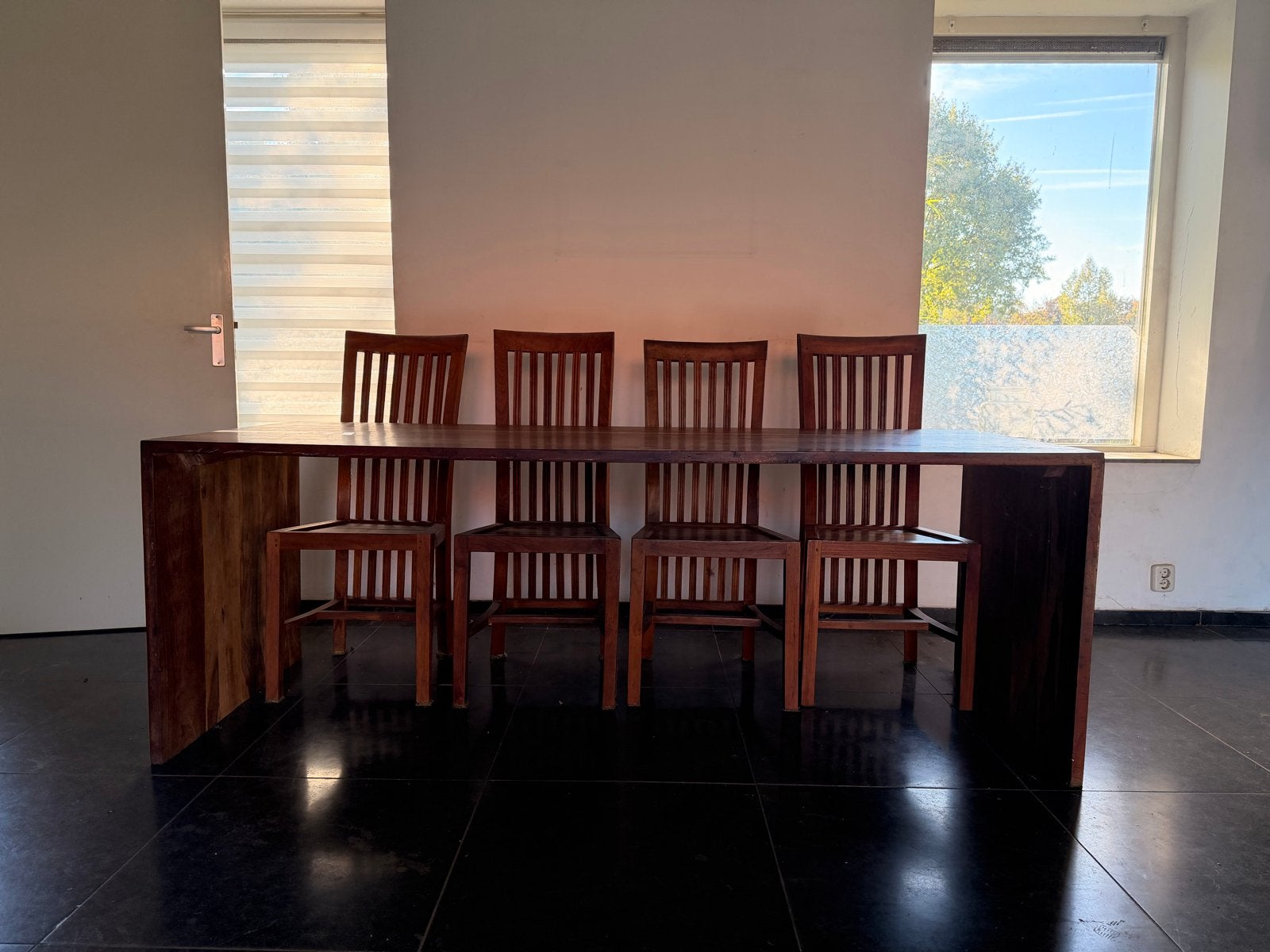 Teak Houten Eettafel met 4 Stoelen, Huis en Inrichting, Ophalen, Gebruikt, Vier personen, Teakhout