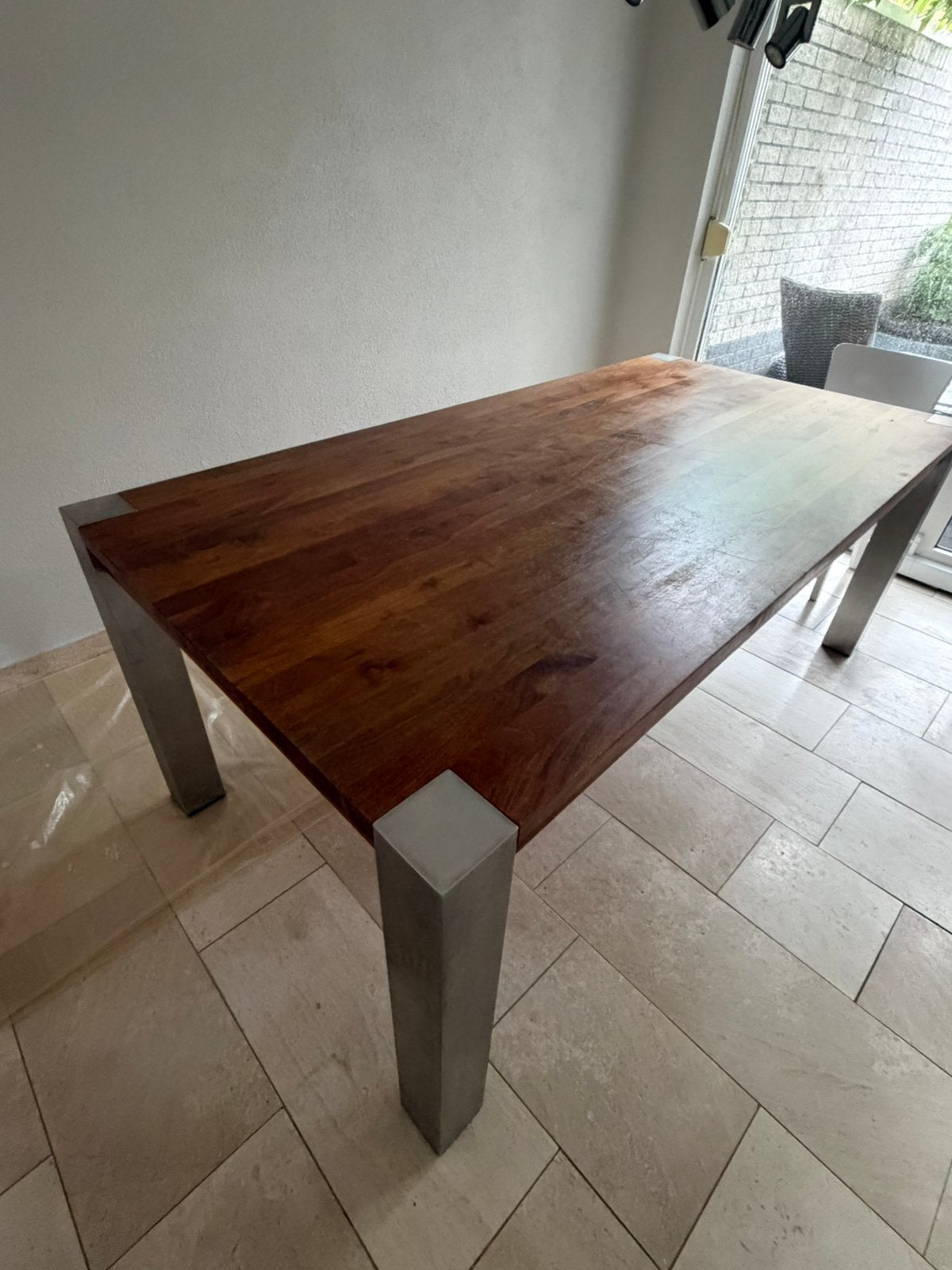 Massief Design eettafel, Huis en Inrichting, Ophalen, Gebruikt, 200 cm of meer, 50 tot 100 cm