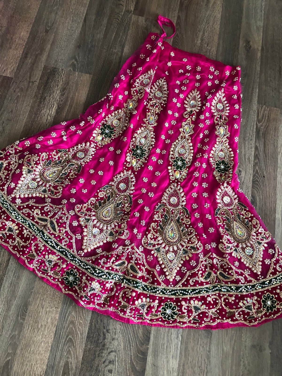 Bollywood Bruidslehenga met Strass Steentjes, Kleding | Dames, Maat 38/40 (M), Overige typen, Ophalen of Verzenden, Roze