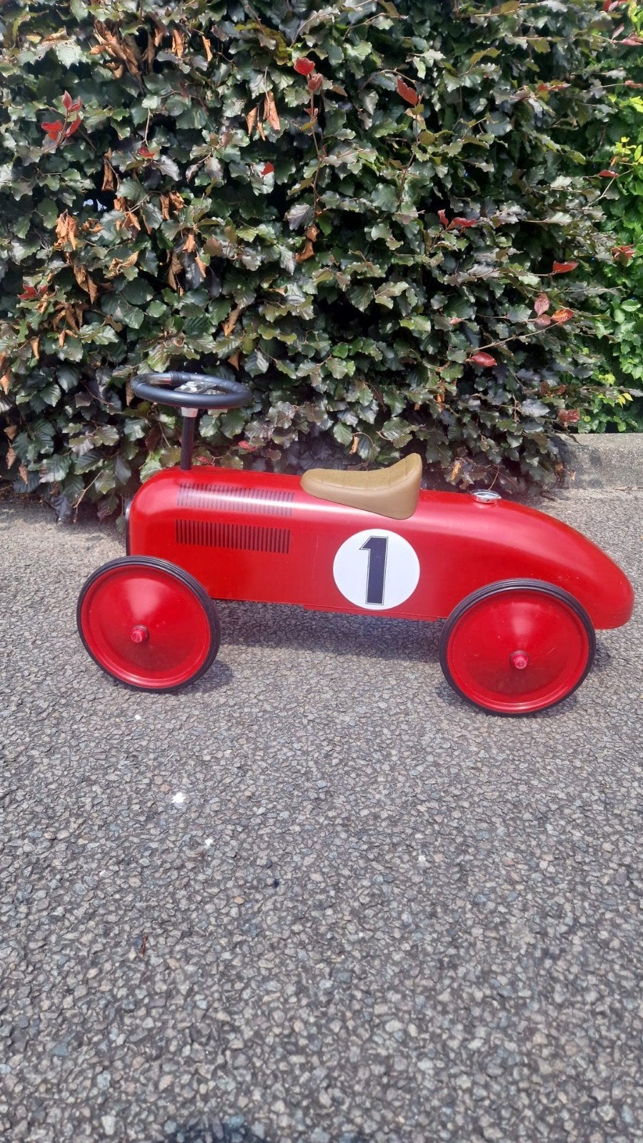 Rode Retro Loopauto met Nummer 1 - Zo goed als nieuw, Ophalen of Verzenden, Zo goed als nieuw, Loopvoertuig