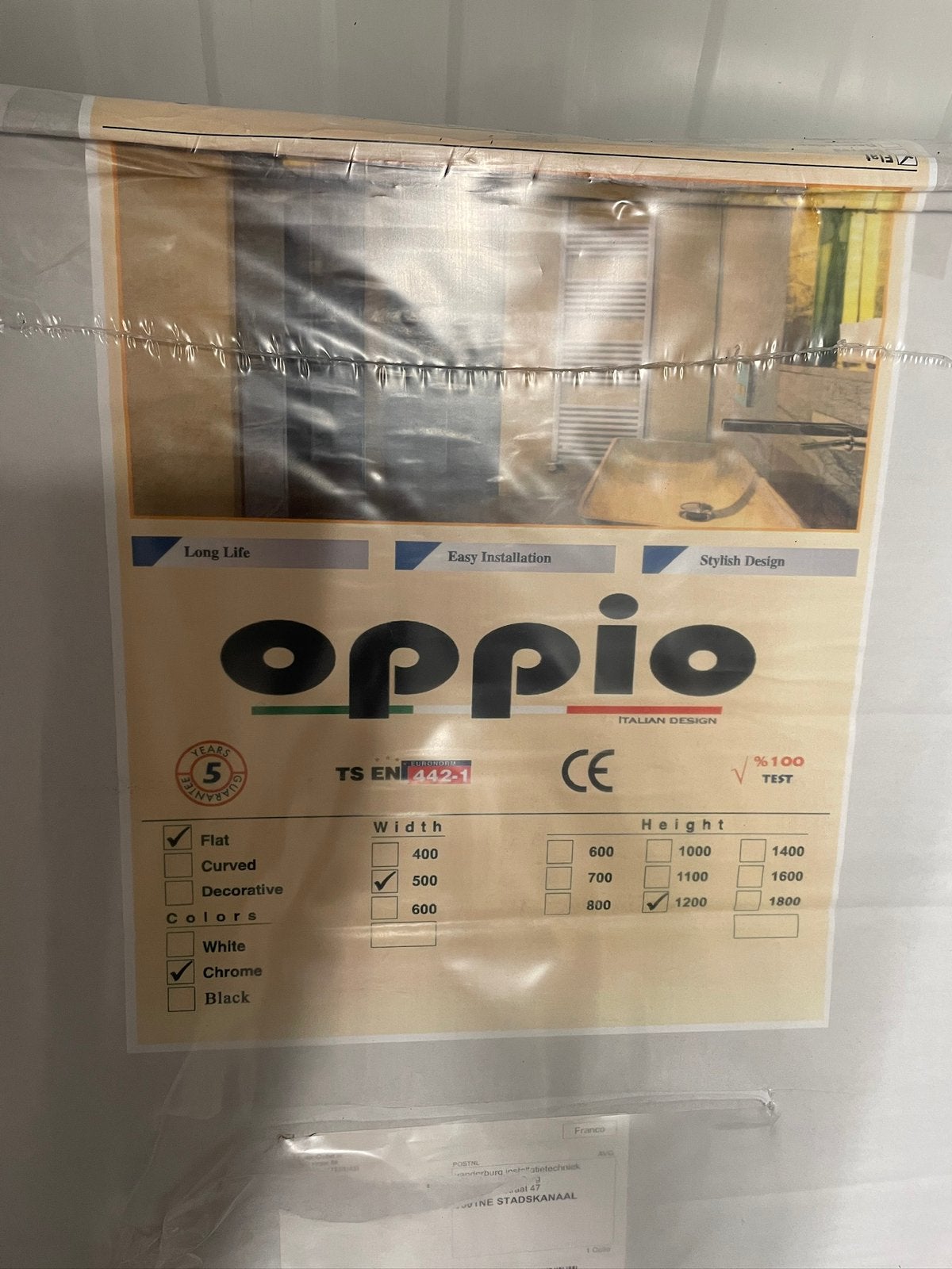 Oppio design radiator chroom 120x50, Doe-het-zelf en Verbouw, Verwarming en Radiatoren, Ophalen, Radiator, Nieuw, Minder dan 60 cm